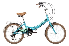 Велосипед FOXX 20" складной, SHIFT, зелёный, 6-скор, Shimano RS35/TY21, двойной обод, багажник