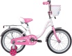 Велосипед NOVATRACK 16" BUTTERFLY белый-розовый, тормоз нож, крылья и багаж хром, корз, полн защ.цеп