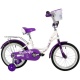 Велосипед NOVATRACK 16" BUTTERFLY белый-фиолетовый, тормоз нож, крылья и багаж хром, корз, полн защ.