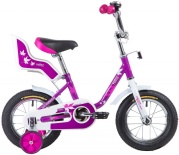 Велосипед NOVATRACK 12" MAPLE, фиолетовый, полная защита цепи, тормоз нож, сидение для куклы#133871