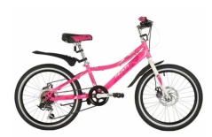 Велосипед NOVATRACK 20" ALICE розовый, сталь/ рама, 6 скор.,ShimanoTY21/Microshift TS38, диск#145866