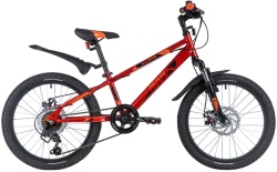 Велосипед NOVATRACK 20" EXTREME красный,  сталь, 6 скор., Shimano TY21/Microshift TS38, дисковый тор