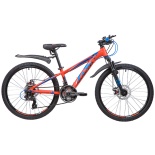 Велосипед NOVATRACK 24" EXTREME, алюм.рама 13" оранжевый, 21-скор, TY300/TS38/TZ500, диск.торм.STG
