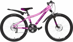 Велосипед NOVATRACK 24" KATRINA алюм.рама 12" розовый металлик, 21-скор, TY300/TS38/TZ21, диск.тор.