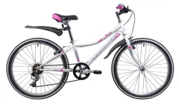 Велосипед NOVATRACK 24" ALICE белый, стальная рама 12", 6 скор., Shimano TY21/Microshift TS38, V- b