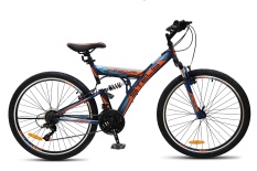 Велосипед STELS Focus V 26" 18-sp V030 18" Тёмно-синий/оранжевый