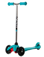 Детский самокат Novatrack Disco-kids Start для детей, свет.колеса PU, бирюзовый