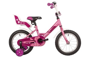 Велосипед NOVATRACK 14" MAPLE розовый, полная защита цепи, тормоз нож, сидение для куклы