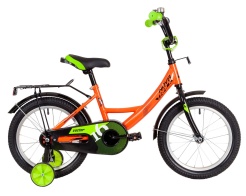 Велосипед NOVATRACK 16" VECTOR оранжевый, тормоз нож, крылья, багажник, полная защ. цепи