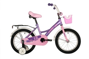Велосипед FOXX 16" BRIEF фиолет., сталь, тормоз нож, крылья, багажник, перед.корзина, полная защ.цеп