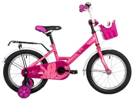 Велосипед NOVATRACK 16" MAPLE розовый, полная защита цепи, тормоз нож., багажник, пер.корзина
