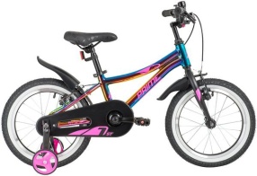 Велосипед NOVATRACK 16" PRIME алюм., фиолет.металлик, полная защита цепи, торм V-brake, короткие кры