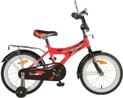 Велосипед NOVATRACK 16" TURBO красный, тормоз нож, крылья, багажник хром, полная защ.цепи