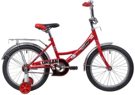 Велосипед NOVATRACK 18" URBAN красный, защита А-тип, тормоз нож., крылья и багажник хром.#153758