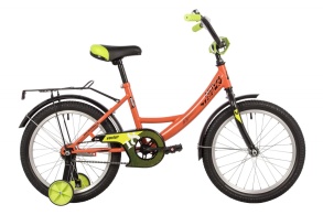 Велосипед NOVATRACK 18" VECTOR оранжевый, защита А-тип, тормоз нож., крылья и багажник чёрный
