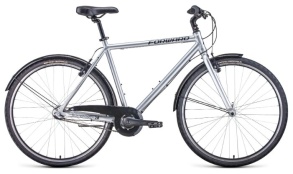 Велосипед Forward ROCKFORD 28 (28" 3 ск. рост. 540 мм) 2021, серебристый, 1BKW1G383001