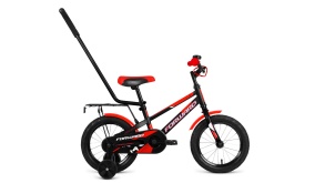 Велосипед FORWARD METEOR 14 (14" 1 ск.) 2021, черный/красный, 1BKW1K1B1009
