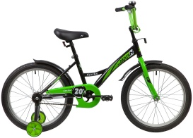 Велосипед NOVATRACK 20" STRIKE черный-зелёный, тормоз нож,  крылья, багажник, защита А-тип#158771