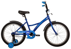 Велосипед NOVATRACK 20" STRIKE синий, тормоз нож, крылья корот, защита А-тип, без доп колес