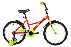 Велосипед NOVATRACK 20" STRIKE красный, тормоз нож, крылья корот, защита А-тип, без доп колес