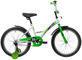 Велосипед NOVATRACK 20" STRIKE белый-зелёный, тормоз нож, крылья корот, защита А-тип