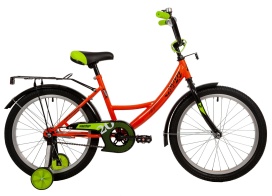 Велосипед NOVATRACK 20" VECTOR оранж, защ А-тип, тормоз нож., крылья и багаж чёрн.,без доп колес