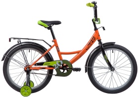 Велосипед NOVATRACK 20" VECTOR оранжевый, защита А-тип, тормоз нож., крылья и багажник чёрный