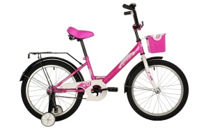 Велосипед FOXX 20" SIMPLE розовый, сталь, тормоз нож, крылья, багажник, перед.корзина