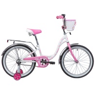 Велосипед NOVATRACK 20" BUTTERFLY, белый-фиолетовый, тормоз ножной, крылья и багажник (135368)