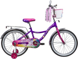 Велосипед NOVATRACK 20", LITTLE GIRLZZ, фиолетовый, тормоз нож., пер.корзина, зеркало, крылья и бага