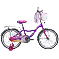 Велосипед NOVATRACK 20" LITTLE GIRLZZ, фиолетовый, тормоз нож., пер.корзина, зеркало, крылья и бага