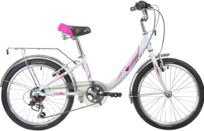 Велосипед NOVATRACK 20" ANCONA, белый, алюм., 6-скор, TY21/RS35/SG-6SI, V-brake