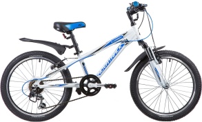 Велосипед NOVATRACK 20" LUMEN, белый, алюм., 6-скор, TY21/TS38/SG-6SI, V-brake
