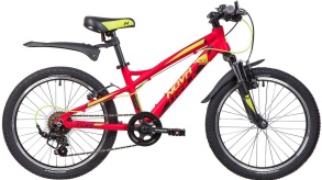 Велосипед NOVATRACK 20" TORNADO, красный, алюм., 7-скор, FT35D/TS38/SG-7SI, V-brake