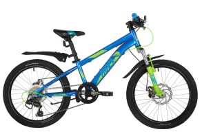 Велосипед NOVATRACK 20" POINTER синий,  сталь, 6 скор., Shimano TY21/Microshift TS38, дисковый тормо