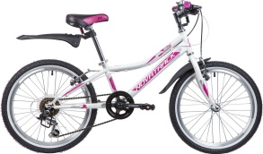 Велосипед NOVATRACK 20" ALICE, белый, сталь, 6-скор, TY21/TS38/SG-6SI, V-brake