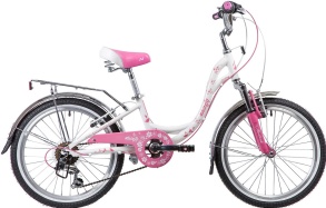 Велосипед NOVATRACK 20" BUTTERFLY, белый-розовый, алюминиевая рам,6-скор, TY21/RS35/SG-6SI, V-brake