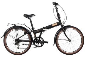 Велосипед NOVATRACK 24" VORTEX черный, складной алюм. Shimano 6 speed, стальная вилка, вынос, алюм.р