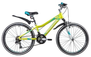 Велосипед NOVATRACK 24" NOVARA, алюм.рама 11", лаймовый, 18-скор, TY21/TS38/SG-6SI, V-brake