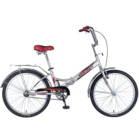 Велосипед NOVATRACK 24" складной, серый-красный, FS,тормоз 1 руч и ножной,AL обода,усиле