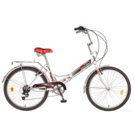 Велосипед NOVATRACK 24" белый, складной, красный, FS, 6-скор. Power RD42 B, торм 2р, сидение #137235