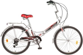 Велосипед NOVATRACK 24" белый, складной, красный, FS, 6-скор. Power RD42 B, торм 2руч, сидение #1171
