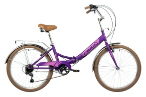 Велосипед FOXX 24" складной, SHIFT, фиолетовый, 6-скор, Shimano RS35/TY21, двойной обод, багажник
