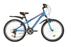 Велосипед NOVATRACK 24" ACTION синий,  стальная рама 11", 18 скор., Shimano TZ500/RS35, V- brake тор
