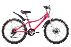 Велосипед NOVATRACK 24" ALICE розовый,  стальная рама 10", 6 скор., Shimano TY21/Microshift TS38, ди