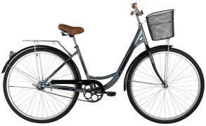 Велосипед FOXX 28" VINTAGE серый, сталь, размер 18" + передняя корзина