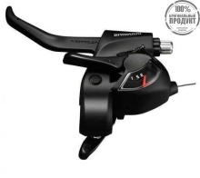 Шифтер/тормозная ручка Shimano Tourney, EF41, лев, 3ск, тр. 1800мм, черный, б/уп.