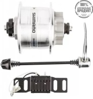 Втулка динамо Shimano 3D32, 36 отв, 6V-3W, под гайки, диск. под 6 болт., с SM-DH10, сереброо