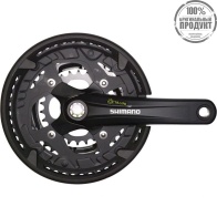 Система Shimano Alivio T4060, для 3x9ск, 175мм, интегрированный вал, 48/36/26T без каретки, черный,