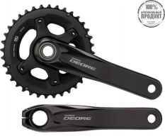 Система Shimano Deore T6010, для 3x10ск, 175мм, интегрированный вал, 48/36/26T без каретки, черный,